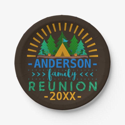 Family Reunion Outdoor Camping Party  Custom Name Paper Plates