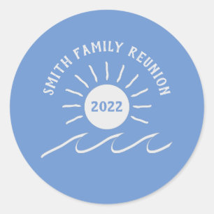 Family Reunion - Outdoors - Sun at Beach or Lake - Classic Round Sticker