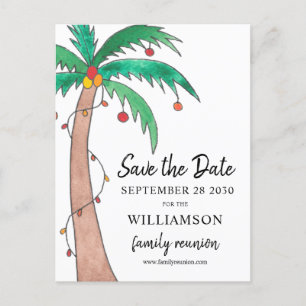 Family Reunion Palm Tree Save the Date Postcard