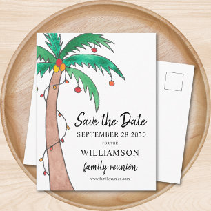 Family Reunion Palm Tree Save the Date Postcard