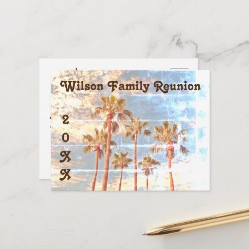 Family Reunion Palm Trees Faded Photo Style Invite