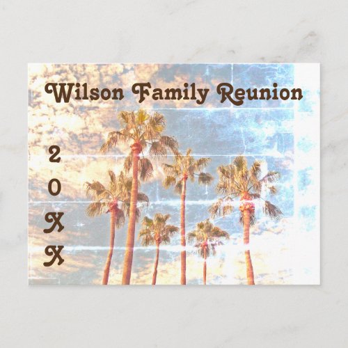 Family Reunion Palm Trees Faded Photo Style Invite