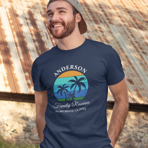 Family Reunion Palm Trees Summer Beach Blue Tri_Blend Shirt