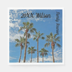 Family Reunion Palm Trees Tropical Blue Sky Photo Napkins