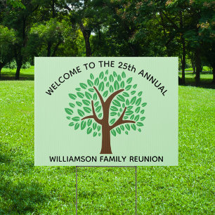 Family Reunion Party Green Tree Welcome Yard Sign