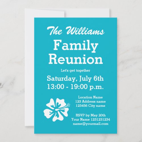 Family reunion party invitations with cute flower