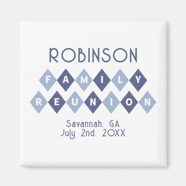 Family Reunion Party Keepsake Colorful Modern Blue Magnet (Front)