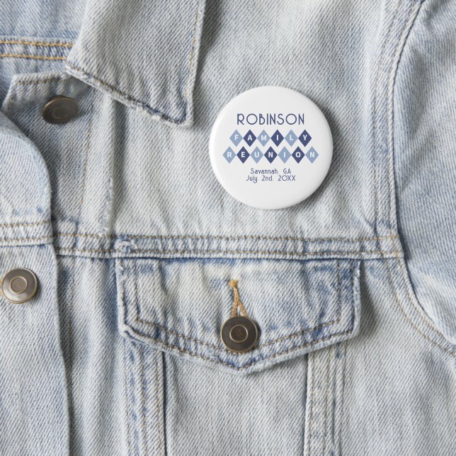 Family Reunion Party Modern Keepsake Colorful Blue Button (In Situ)