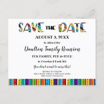 Family Reunion  Party Or Event Fun Save The Date Announcement Postcard by Zigglets at Zazzle
