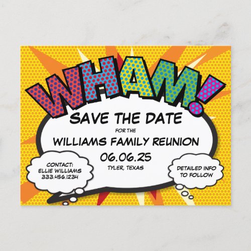 Family Reunion Party Save the Date Modern Fun  Announcement Postcard