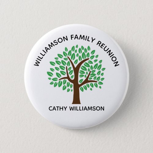 Family Reunion Party Tree Cute Custom Name Tag Button