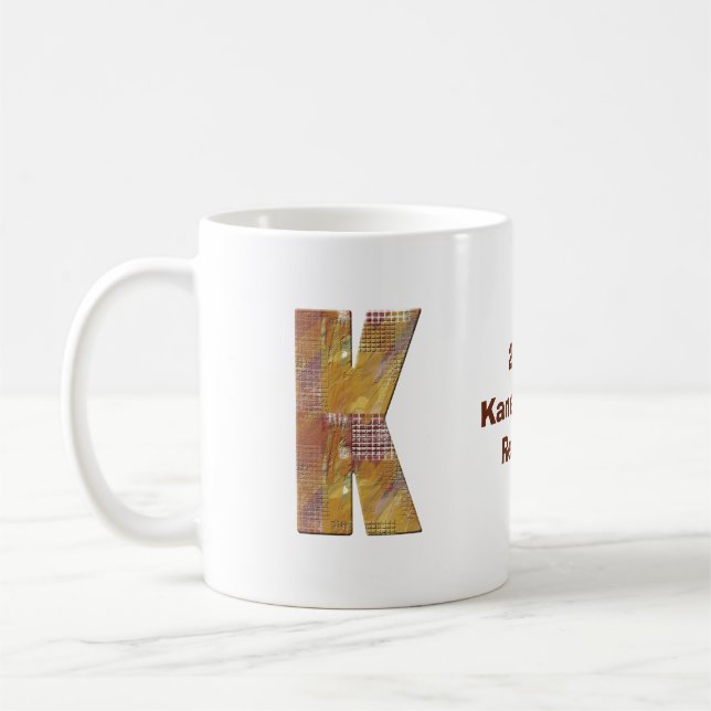 Family Reunion Patchwork Quilt K Monogram Coffee Mug (Left)