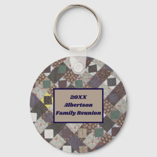 Family Reunion Patchwork Quilt Photo Keepsake Keychain