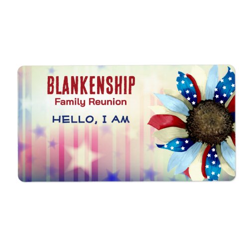 Family Reunion Patriotic Flower Paper Name Tags