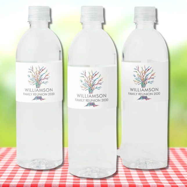  Family Reunion Personalized Family Tree  Water Bottle Label (Creator Uploaded)