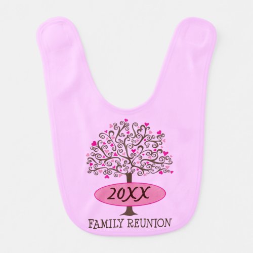 Family Reunion Personalized Heart Tree Baby Bib