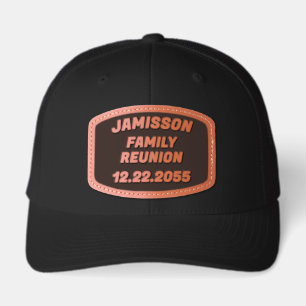 Family Reunion Personalized Name and Date  Leather Patch Hat