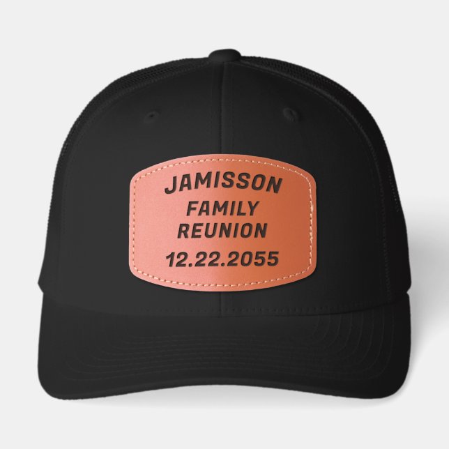 Family Reunion Personalized Name and Date  Leather Patch Hat (Front)