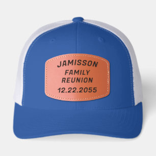 Family Reunion Personalized Name and Date Leather Patch Hat