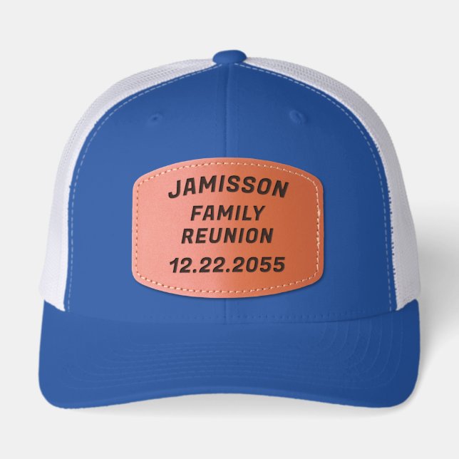 Family Reunion Personalized Name and Date  Leather Patch Hat (Front)
