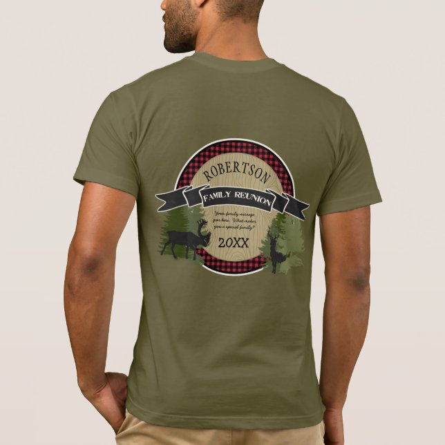 Family Reunion Personalized Name Deer Moose Trees T-Shirt (Back)