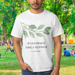 Family Reunion Personalized T-Shirt<br><div class="desc">This stylish family reunion T-shirt is decorated with watercolor greenery. Easily customizable. Just remove the date if you wish to use the T-shirt for many years. Use the Design Tool to change the text size, style, or color. Because we create our artwork you won't find this exact image from other...</div>