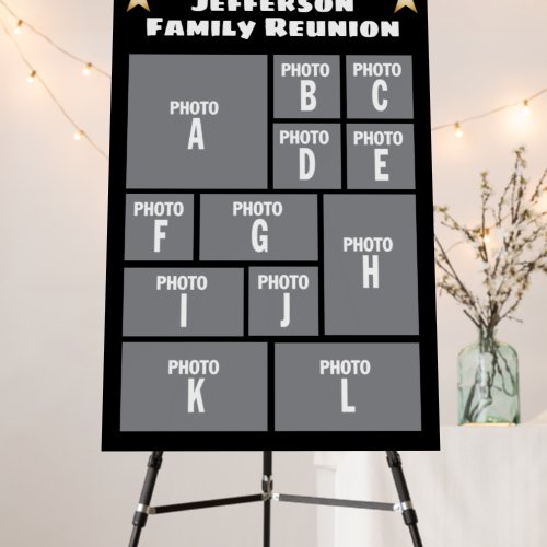 Family Reunion Photo Collage black & gold stars