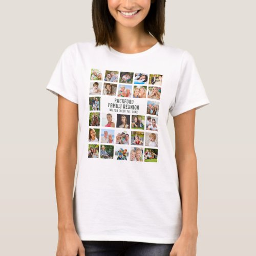 Family Reunion  Photo Collage Rustic Vintage Name T_Shirt