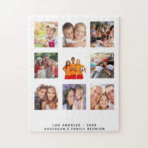Family reunion photo collage text names jigsaw puzzle
