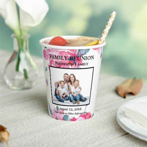 Family Reunion Photo Floral Personalize  Paper Cups