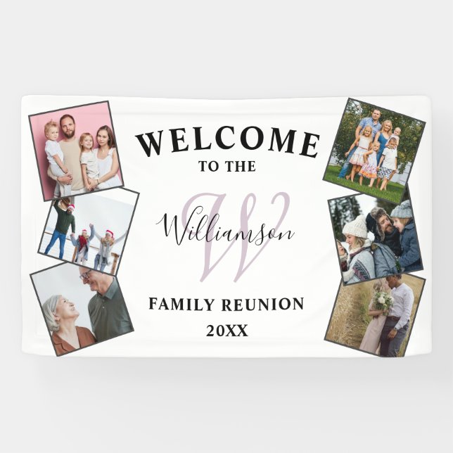 Family Reunion Photo & Monogram Welcome Banner (Horizontal)