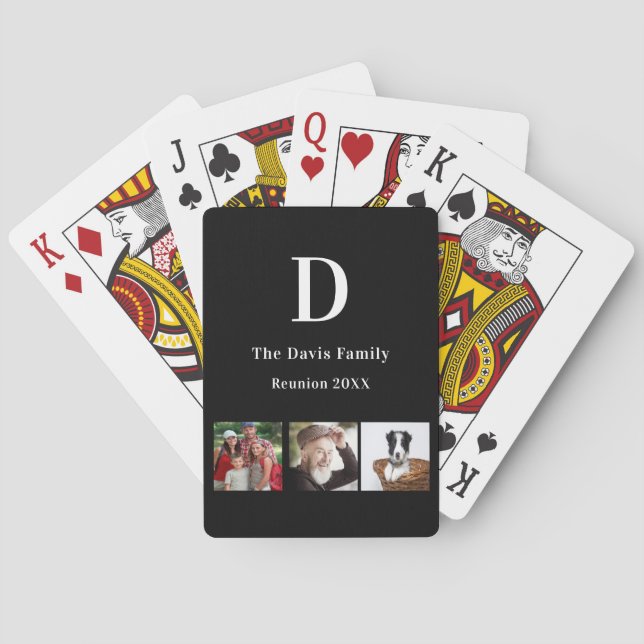 Family reunion photo name black poker cards (Back)