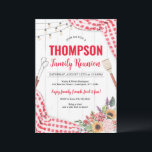 Family Reunion Picnic BBQ Invitation<br><div class="desc">This charming Family Reunion invitation features your family name,  farm fresh flowers and accents of red checked gingham,  perfect for a picnic or BBQ celebration! Make it a yearly tradition and celebrate family,  friends,  food and fun at a classic summer get-together!</div>