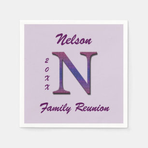 Family Reunion Picnic Colorful Letter N Monogram Napkins