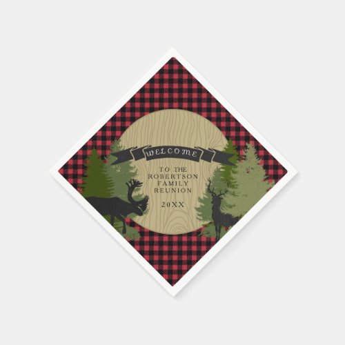 Family Reunion Picnic Deer Antlers Moose Tree Paper Napkins