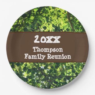 Family Reunion Picnic Green Tree Leaves Event Paper Plates