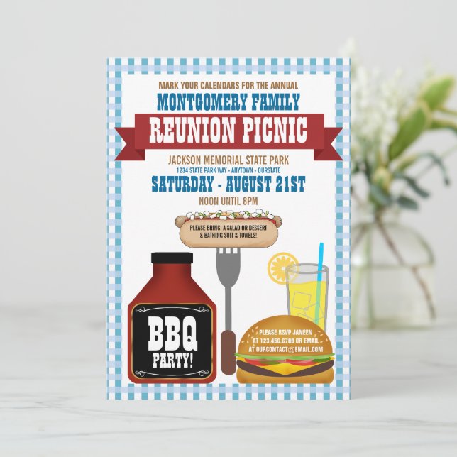 Family Reunion Picnic Invitations (Standing Front)