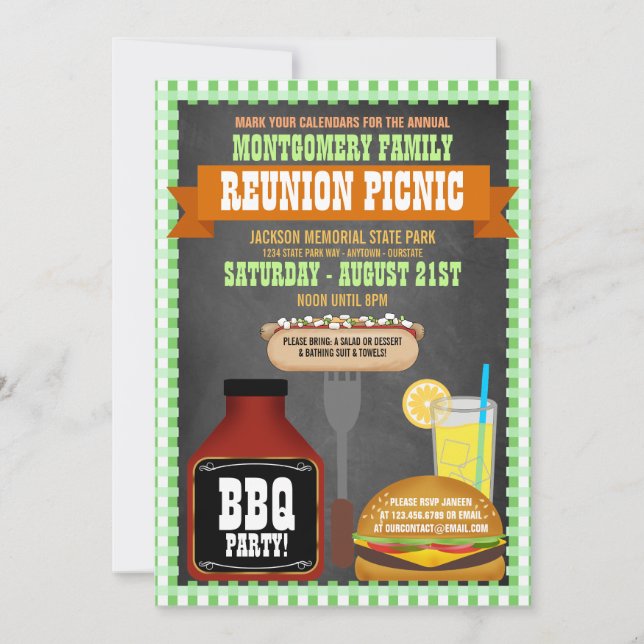 Family Reunion Picnic Invitations (Front)