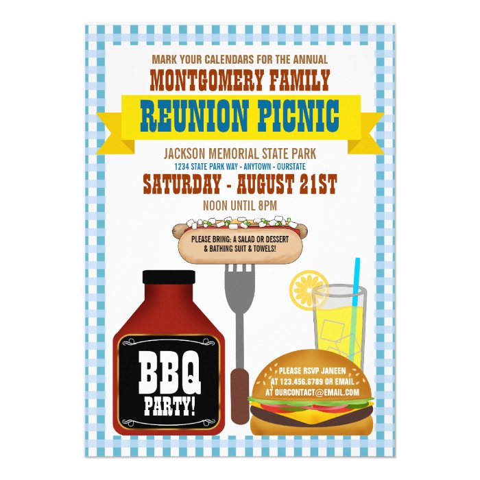 Family Reunion Picnic Invitations