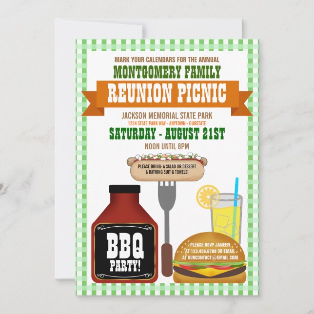 Family Reunion Picnic Invitations (Front)
