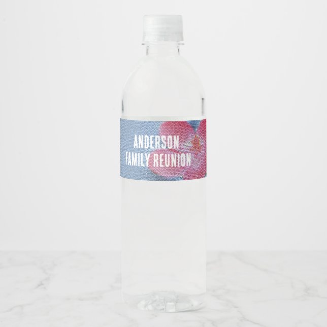 Family Reunion Picnic Minimalist Floral Gathering Water Bottle Label (Front)