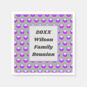 Family Reunion Picnic Purple Polka Dot Event Napkins