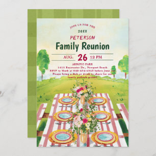 Family Reunion Picnic Summer Art Illustration Invitation