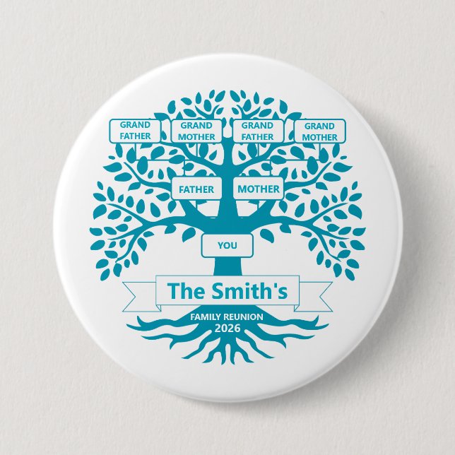 Family Reunion Pin with Custom Family Tree (Front)