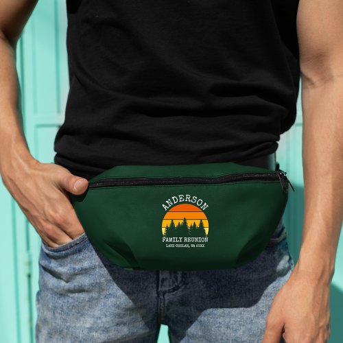 Family Reunion Pine Trees Sunset Green Fanny Pack