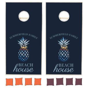 Family Reunion Pineapple Tropical Beach Custom Cornhole Set