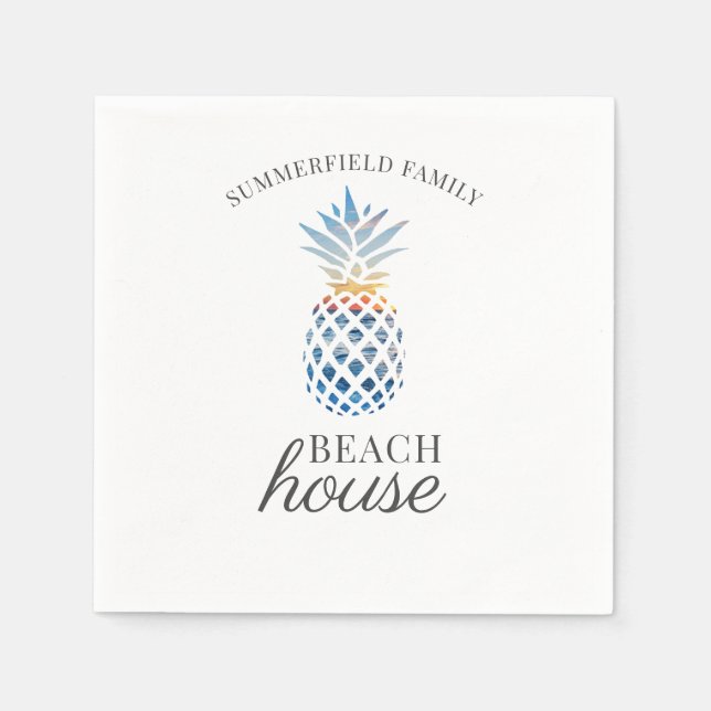 Family Reunion Pineapple Tropical Beach Custom Napkins (Front)