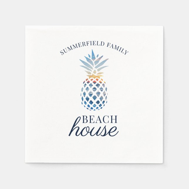 Family Reunion Pineapple Tropical Beach Custom Napkins (Front)