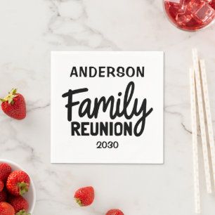 Family Reunion Playful Script Custom Date Name Napkins