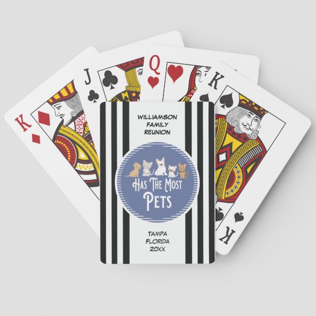 Family Reunion Prize Award Most Pets Poker Cards (Back)